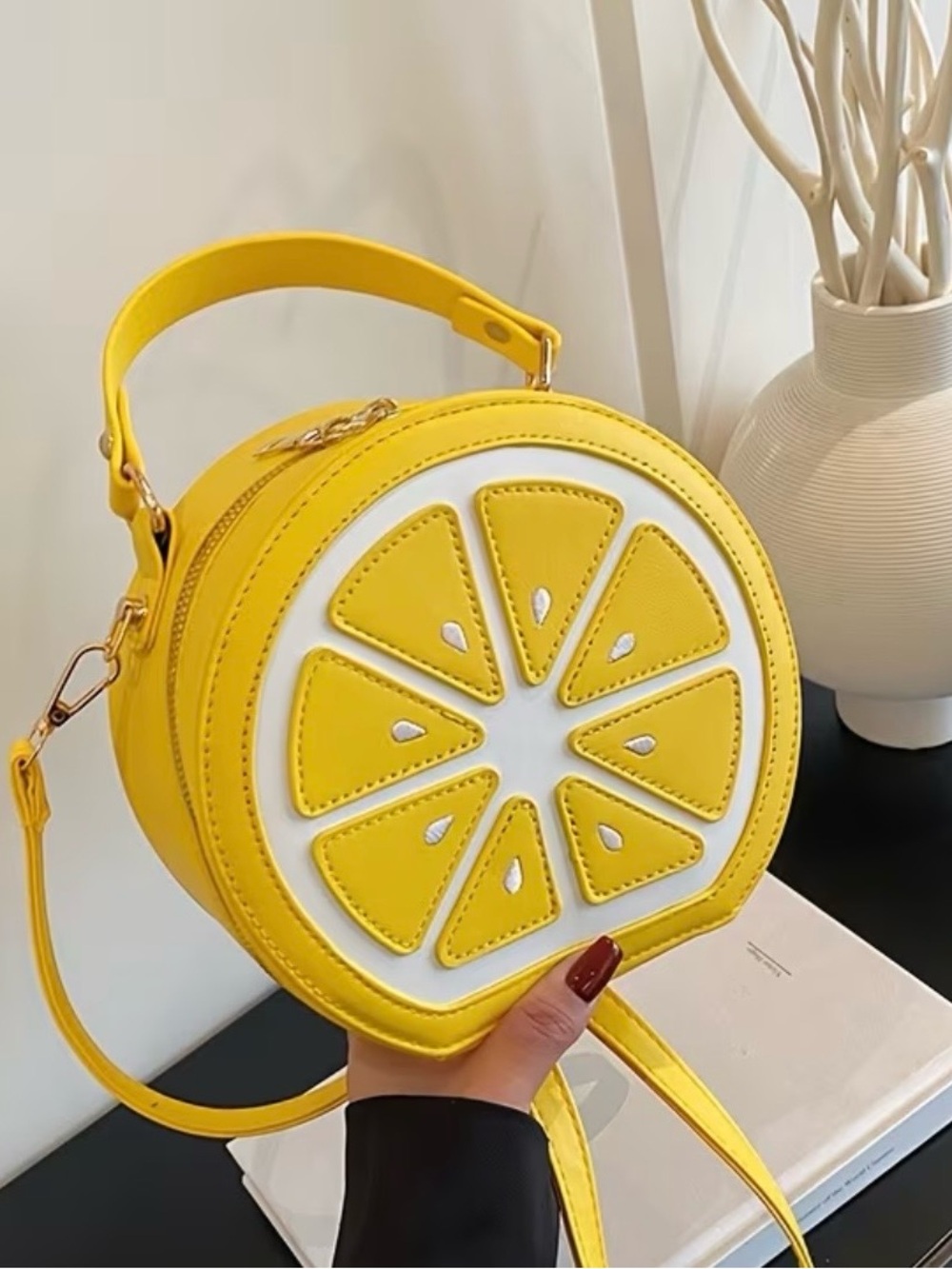 Yellow Citrus Round Crossbody Bag - Women